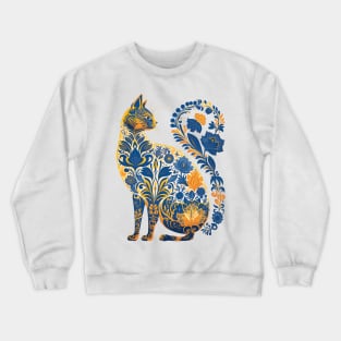 Ukraine Cat Floral Retro Vintage Ukrainian Flag Vyshyvanka Crewneck Sweatshirt